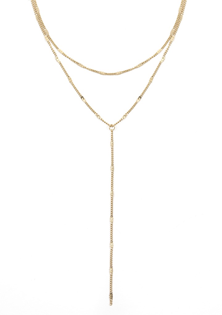 Layered Y Necklace Gold - Hey Happiness