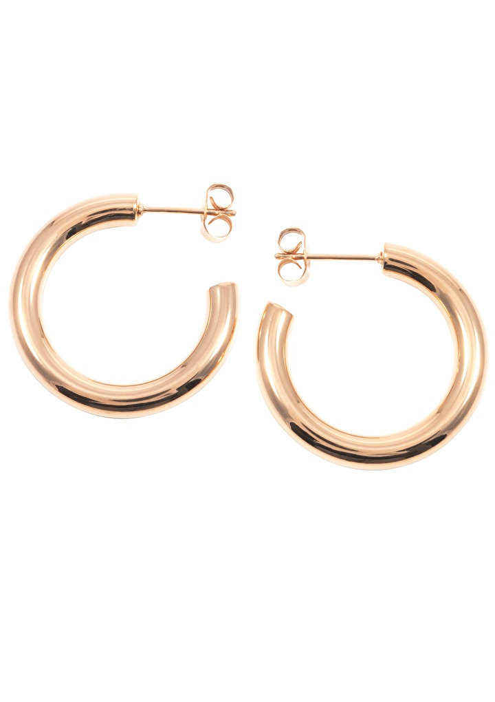 Mid Round Hoop Earrings Rose Gold - Hey Happiness