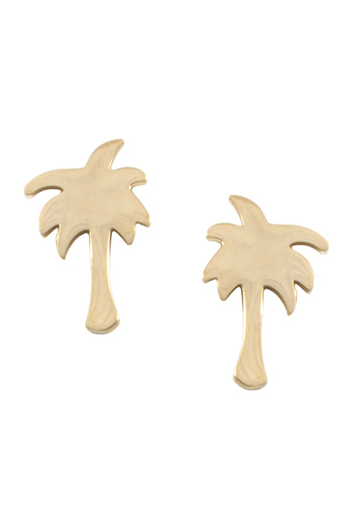 Palm Tree Stud Earrings Gold - Hey Happiness