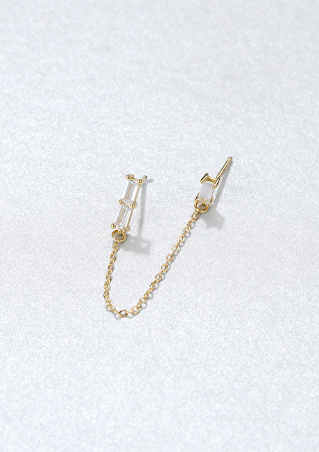 Baguette Ear Cuff Sterling Silver Gold - Hey Happiness