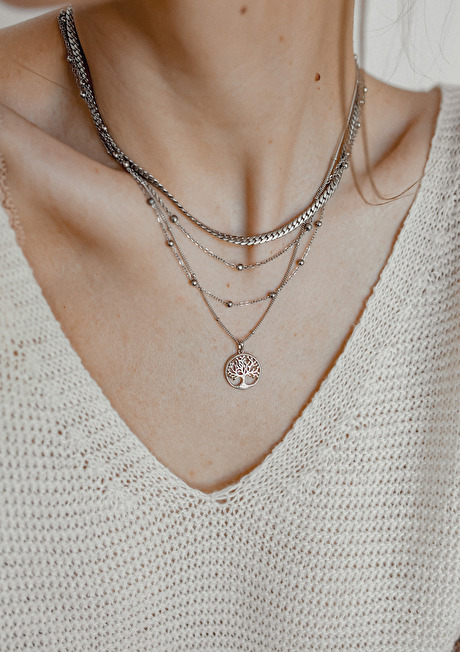 Layered Necklace Silver - Hey Happiness